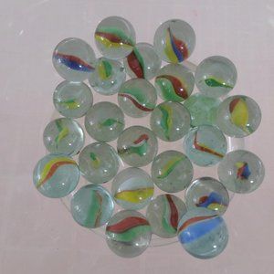 Glass Marbles / Stones – One (1) Pound Clear with Multi-Color Interior